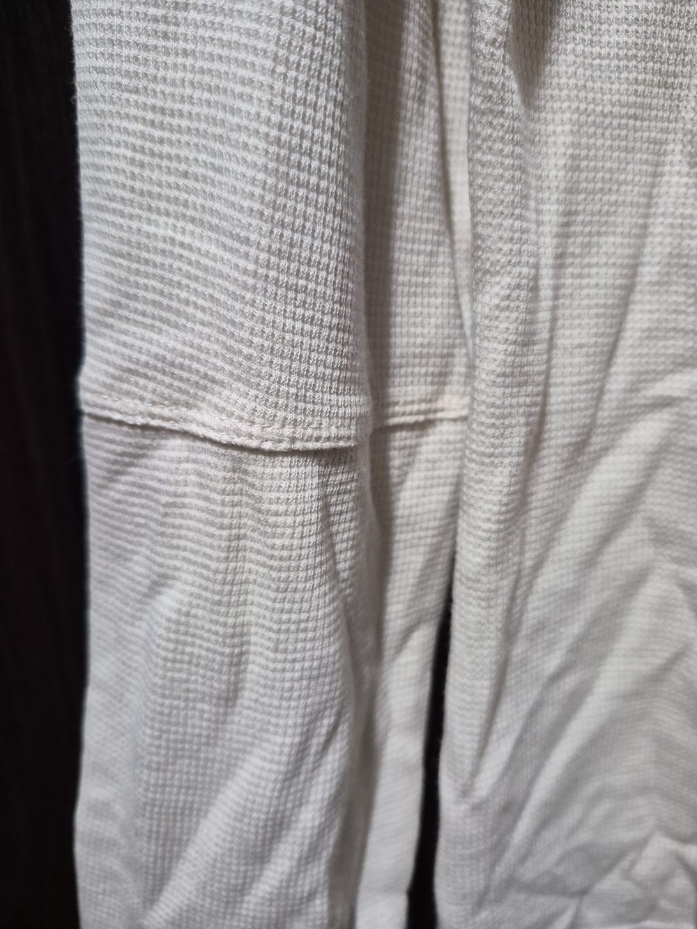 Women's Cream V-Neck Henley Waffle Knit Long Sleeve Top Button Sz Large - Picture 5 of 5